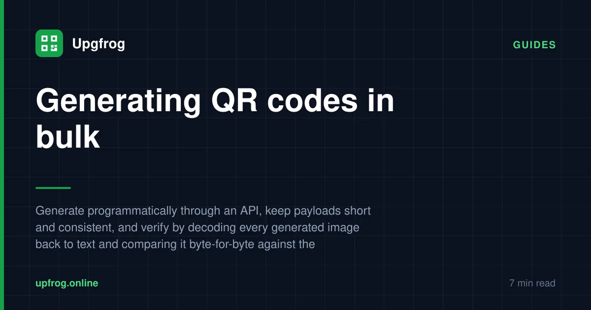 Generating QR codes in bulk — Guides guide from Upgfrog.