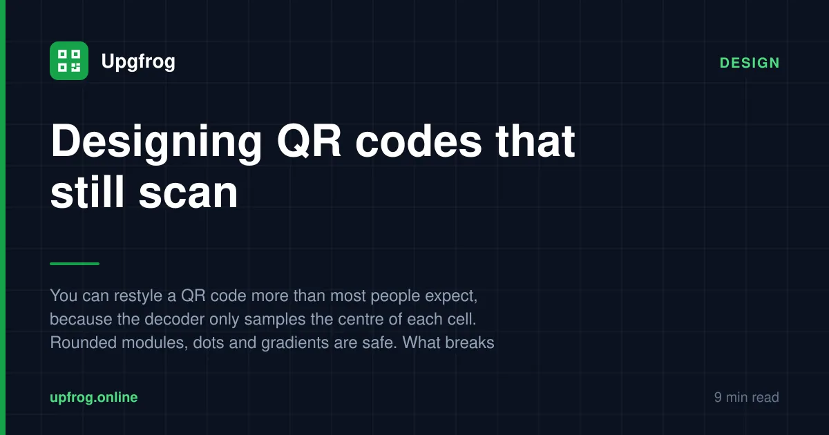 Designing QR codes that still scan — Design guide from Upgfrog.