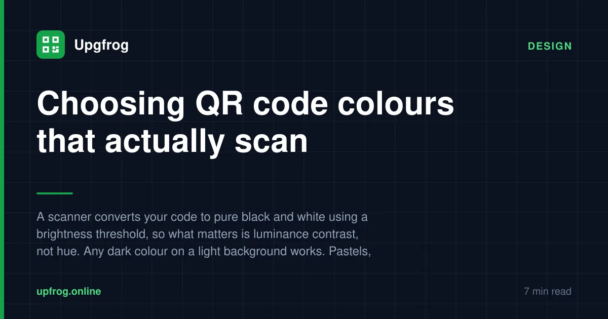 Choosing QR code colours that actually scan — Design guide from Upgfrog.