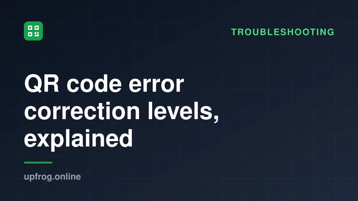 QR code error correction levels, explained. Troubleshooting.