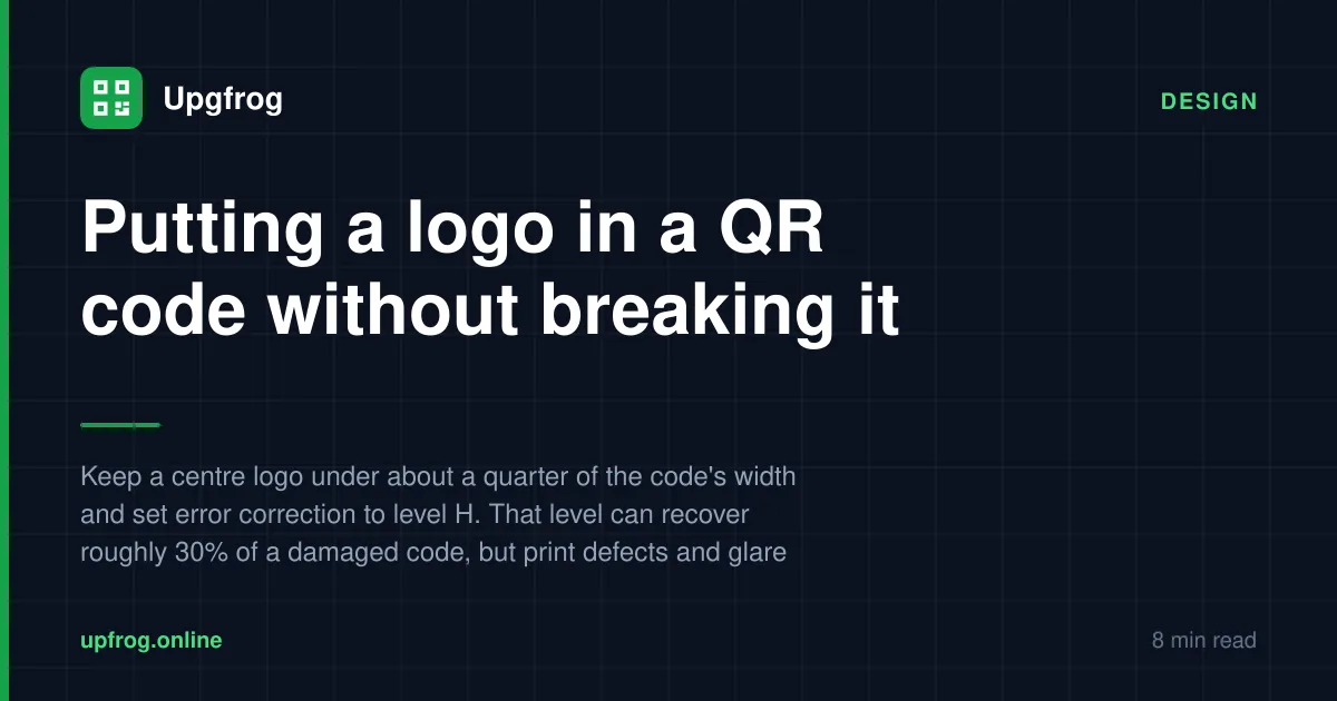 Putting a logo in a QR code without breaking it — Design guide from Upgfrog.