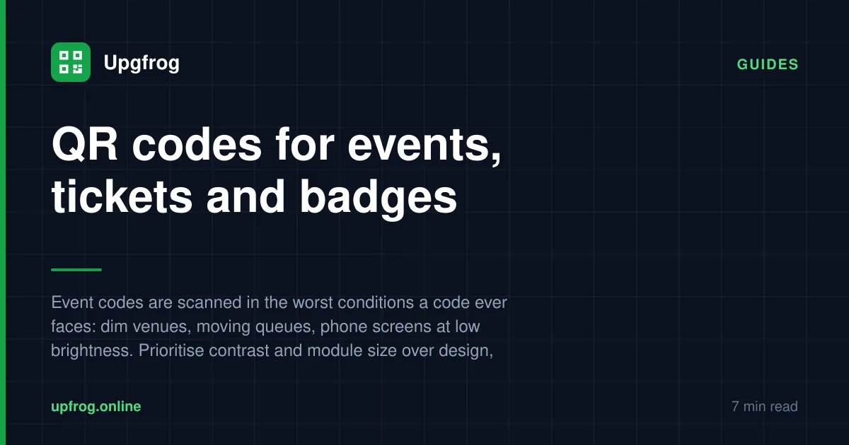 QR codes for events, tickets and badges — Guides guide from Upgfrog.