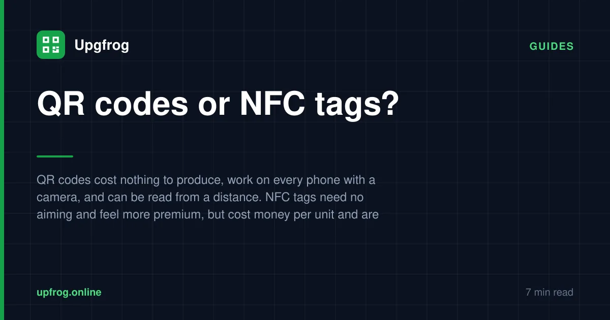 QR codes or NFC tags? — Guides guide from Upgfrog.